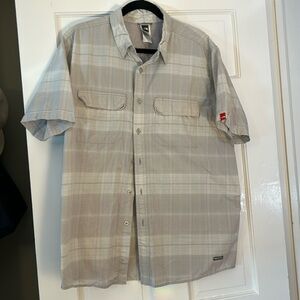 The North Face Men’s Plaid Button Down Short Sleeve Shirt Gray Size Large